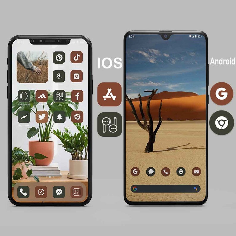Green and Brown iOS 14 App Icons